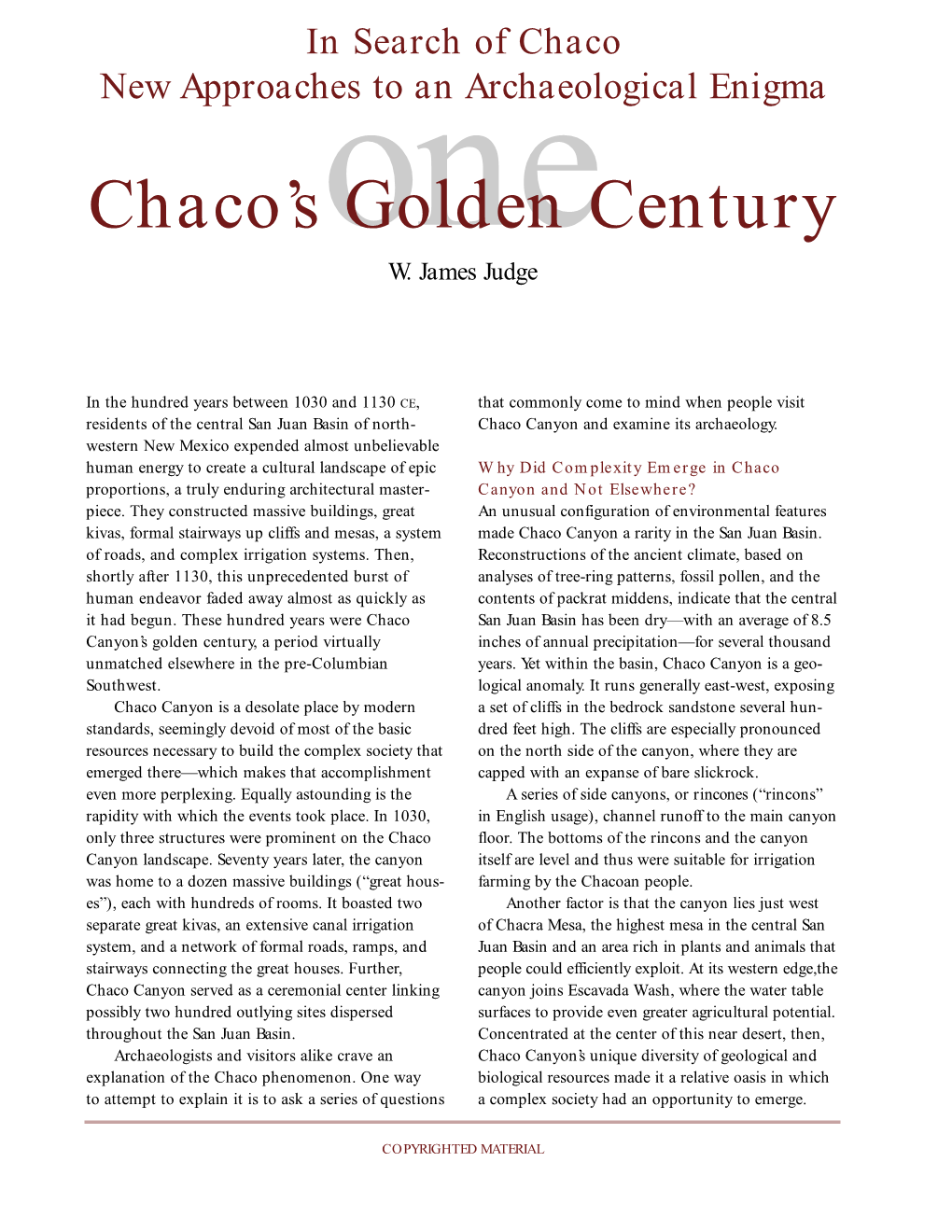 Chaco's Golden Century