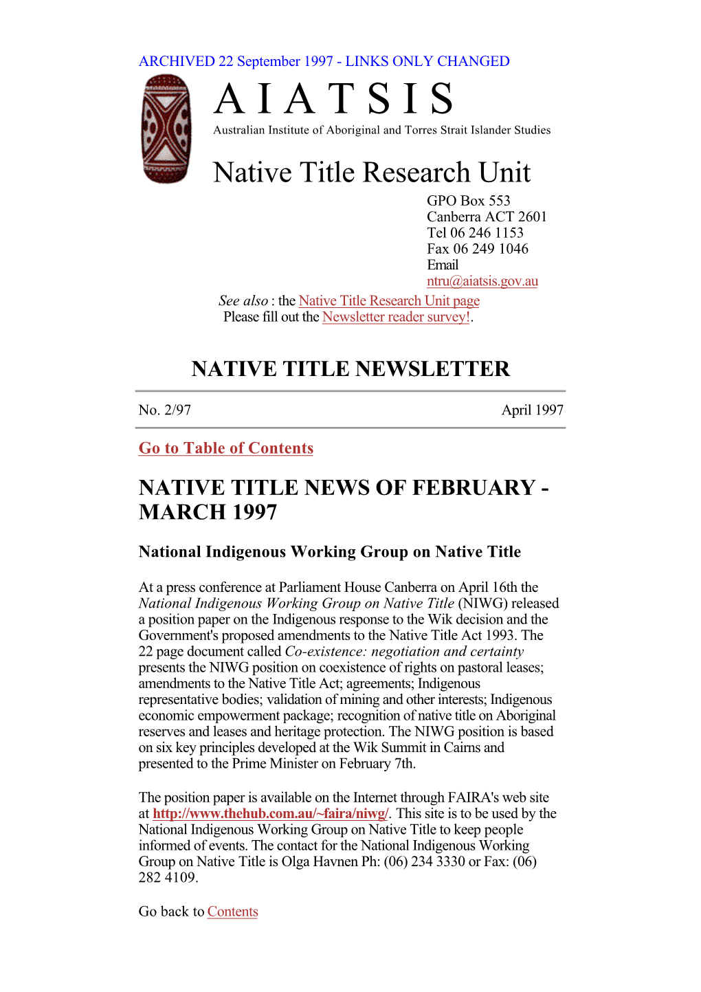 Wik Decision and the Government's Proposed Amendments to the Native Title Act 1993