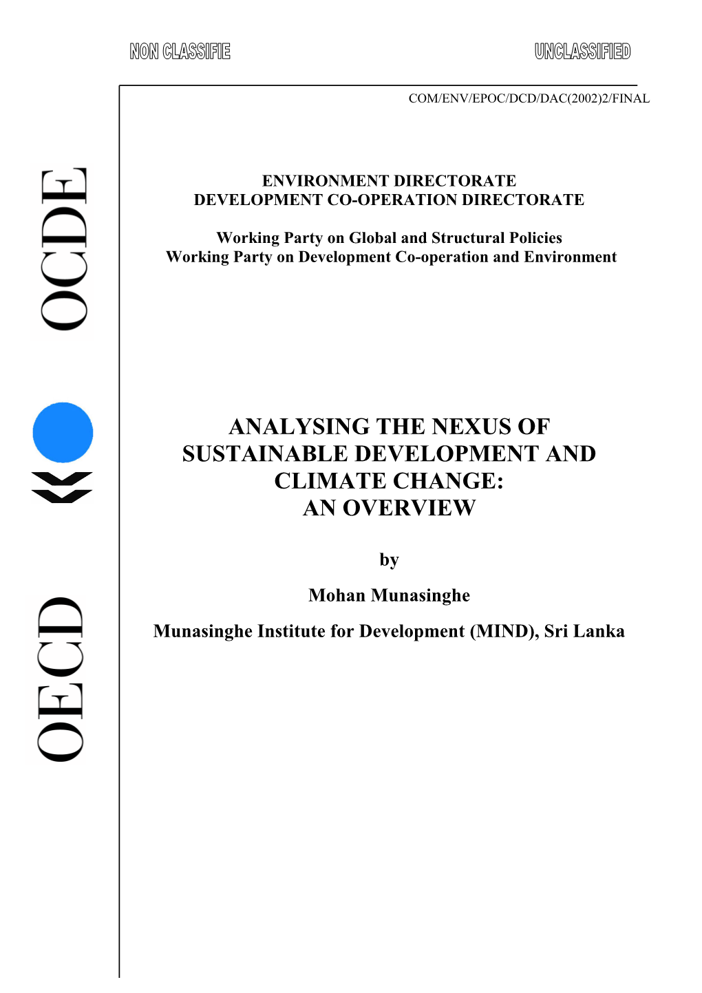 Analysing the Nexus of Sustainable Development and Climate Change: an Overview