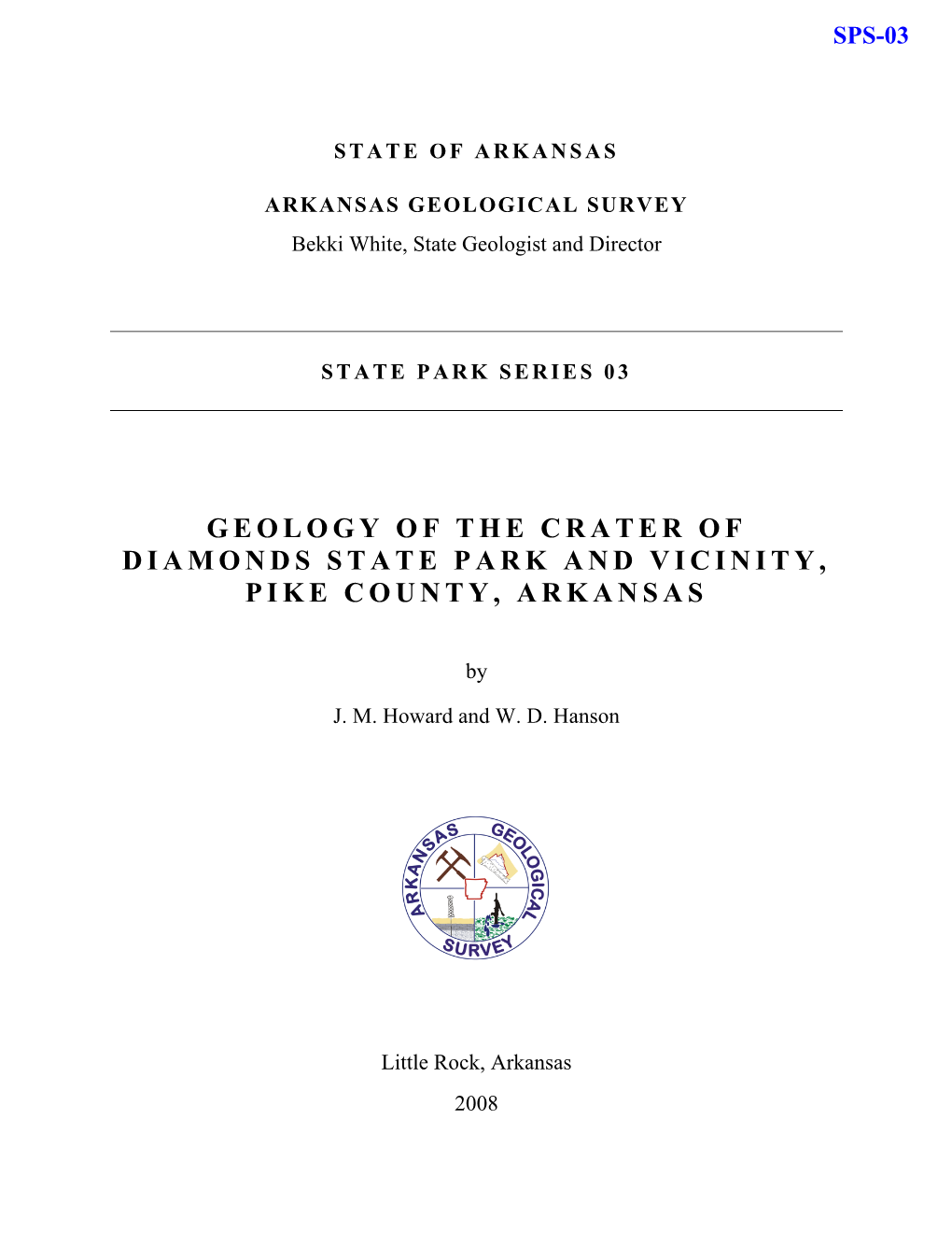 Geology of the Crater of Diamonds State Park and Vicinity, Pike County, Arkansas