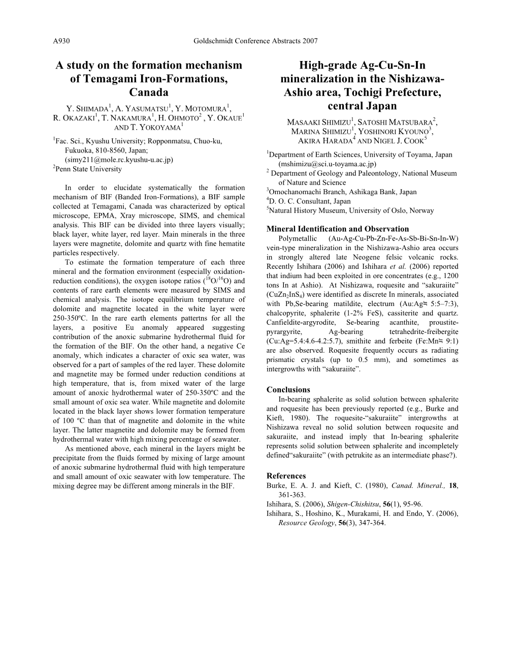 A Study on the Formation Mechanism of Temagami Iron-Formations