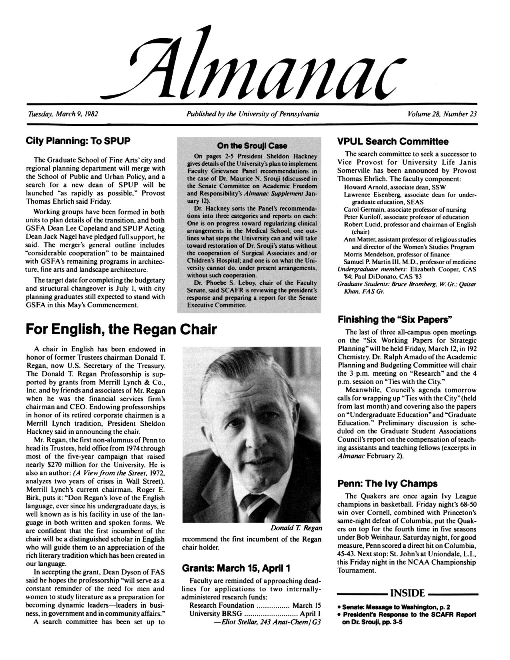Almanac, 03/09/82, Vol. 28, No. 23