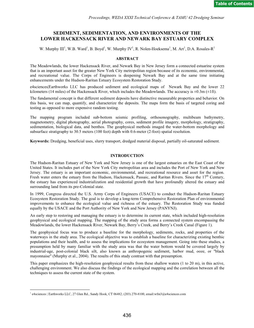 Sediment, Sedimentation, and Environments of the Lower Hackensack River and Newark Bay Estuary Complex