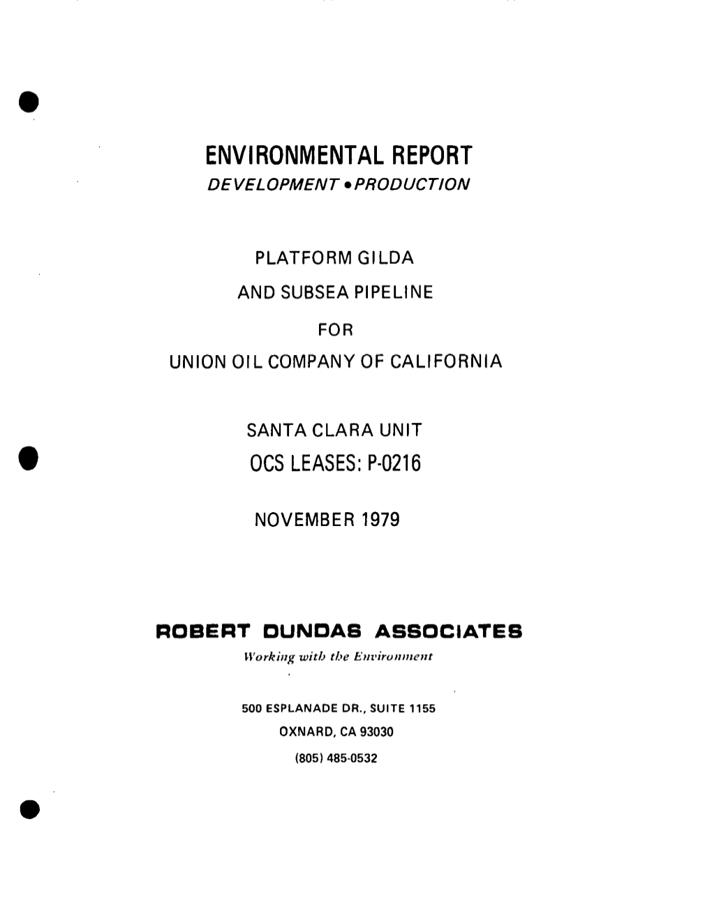 Environmental Report Development .Productjon