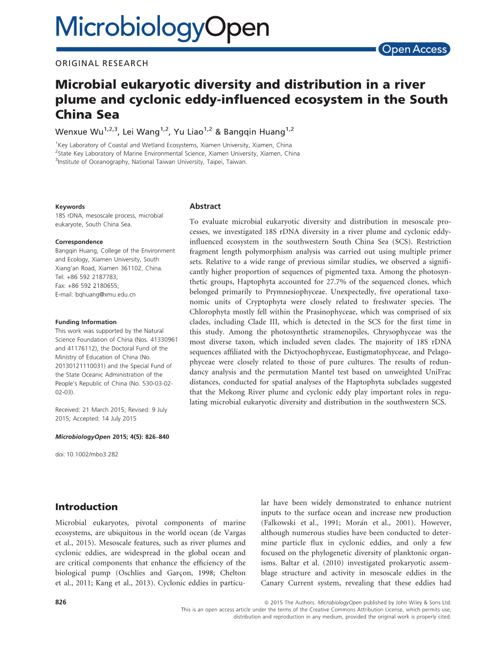 Microbial Eukaryotic Diversity and Distribution in A