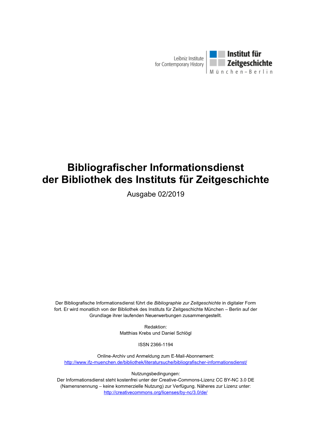 Bibliografischer Informationsdienst 02/2019