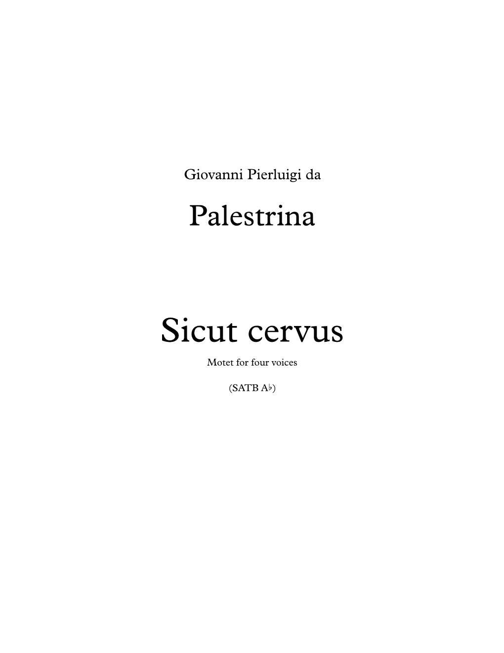 Palestrina: Sicut Cervus