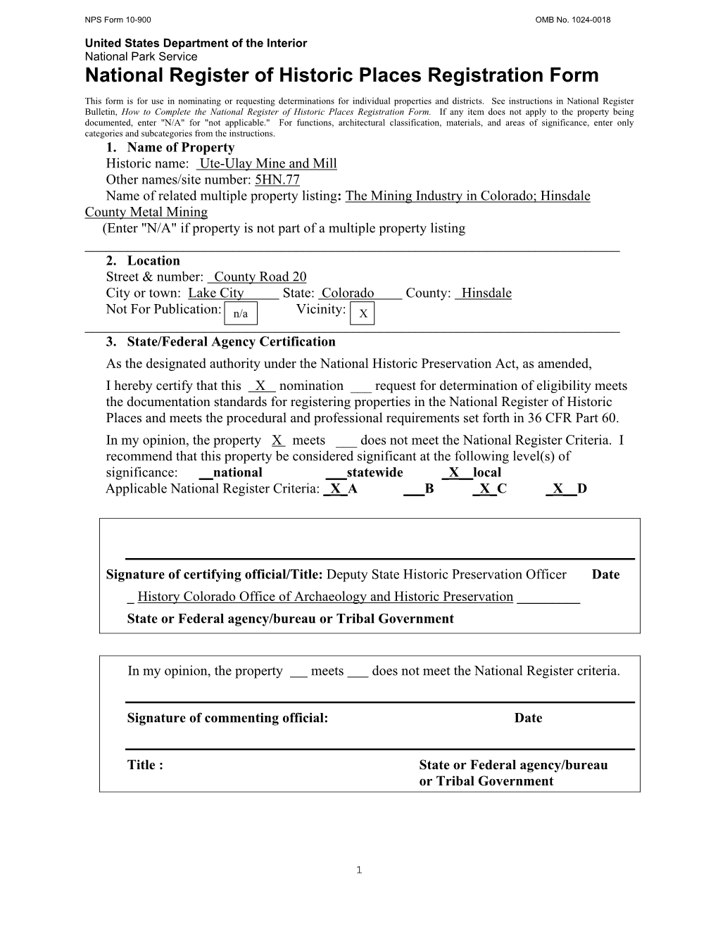 National Register of Historic Places Registration Form