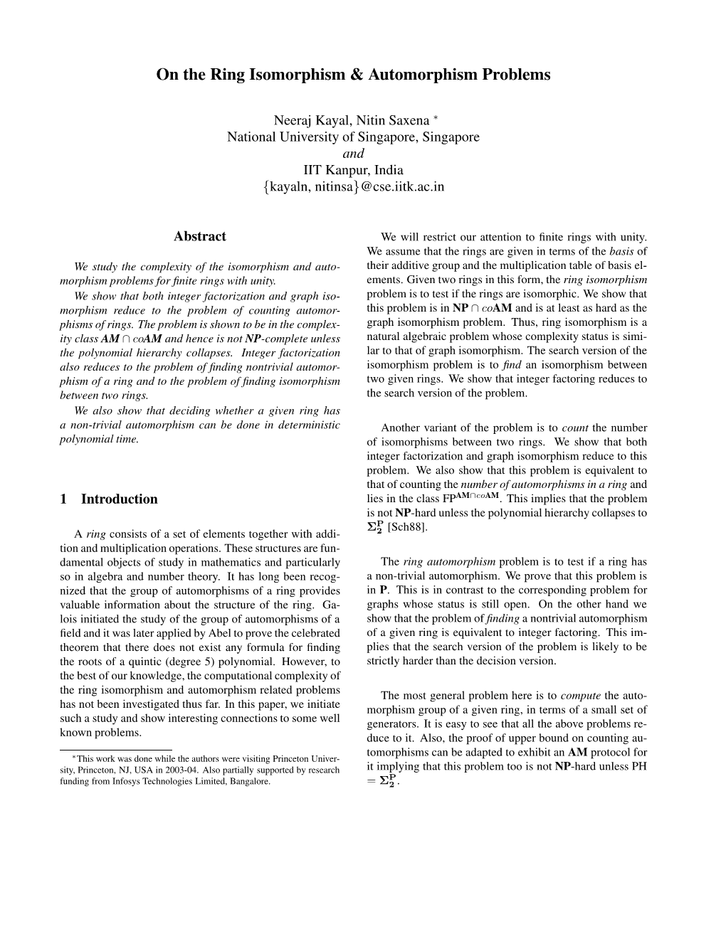 On the Ring Isomorphism & Automorphism Problems