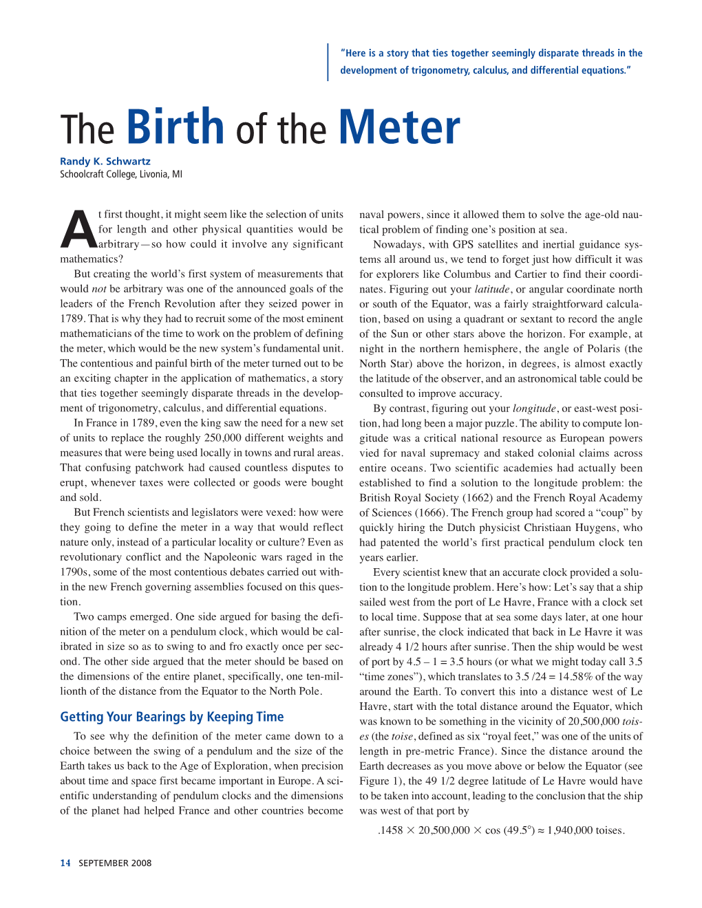 The Birth of the Meter Randy K