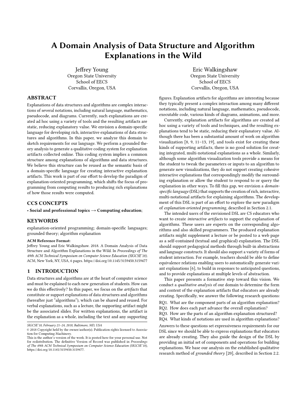A Domain Analysis of Data Structure and Algorithm Explanations in the Wild