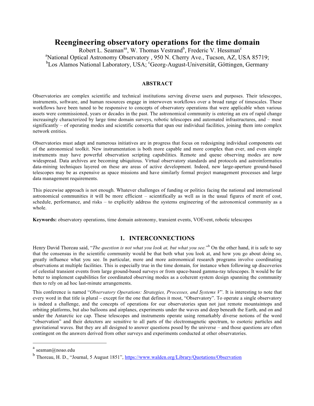 Reengineering Observatory Operations for the Time Domain Robert L