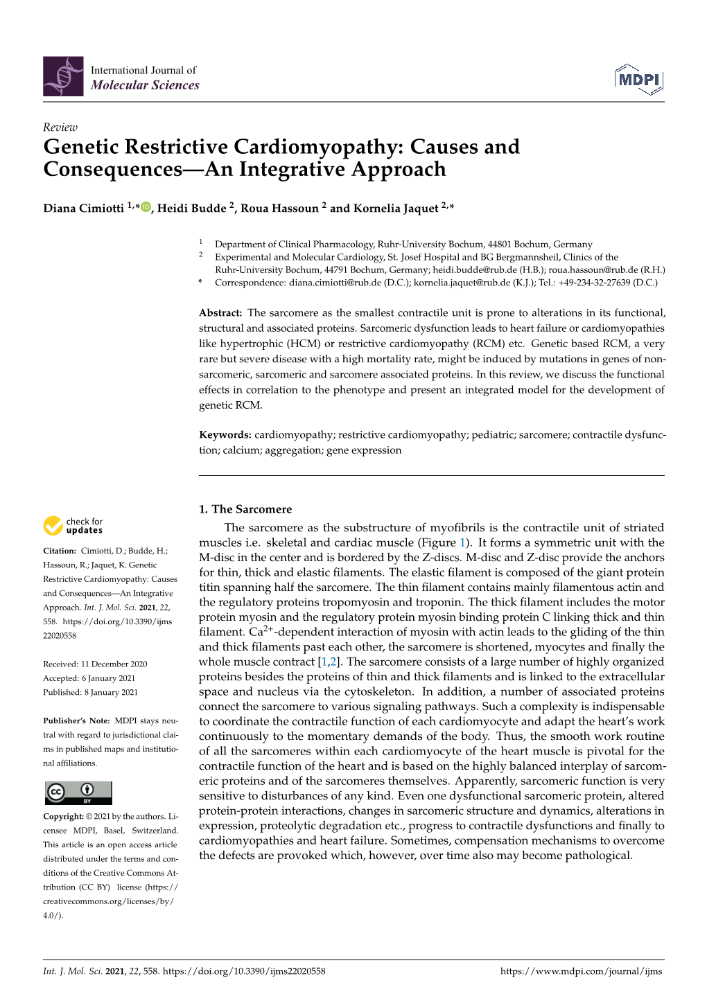 Genetic Restrictive Cardiomyopathy: Causes and Consequences—An Integrative Approach