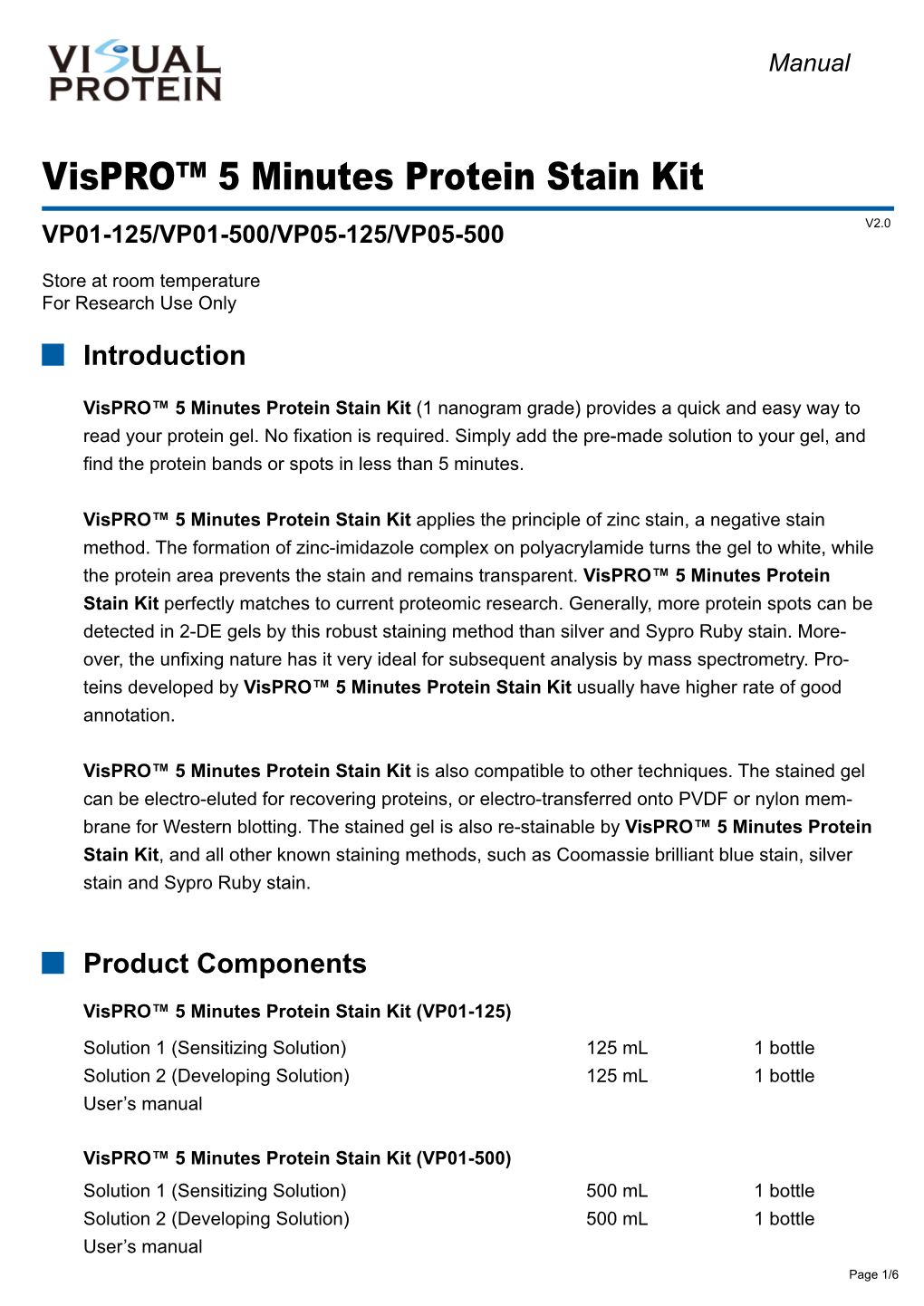 Vispro™ 5 Minutes Protein Stain Kit