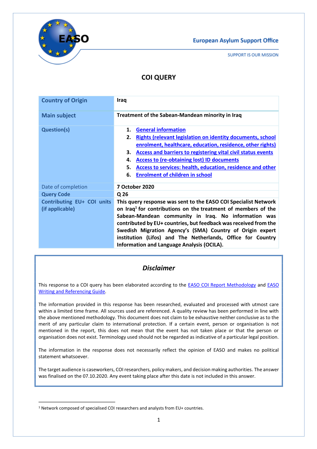 Treatment of the Sabean-Mandean Minority in Iraq