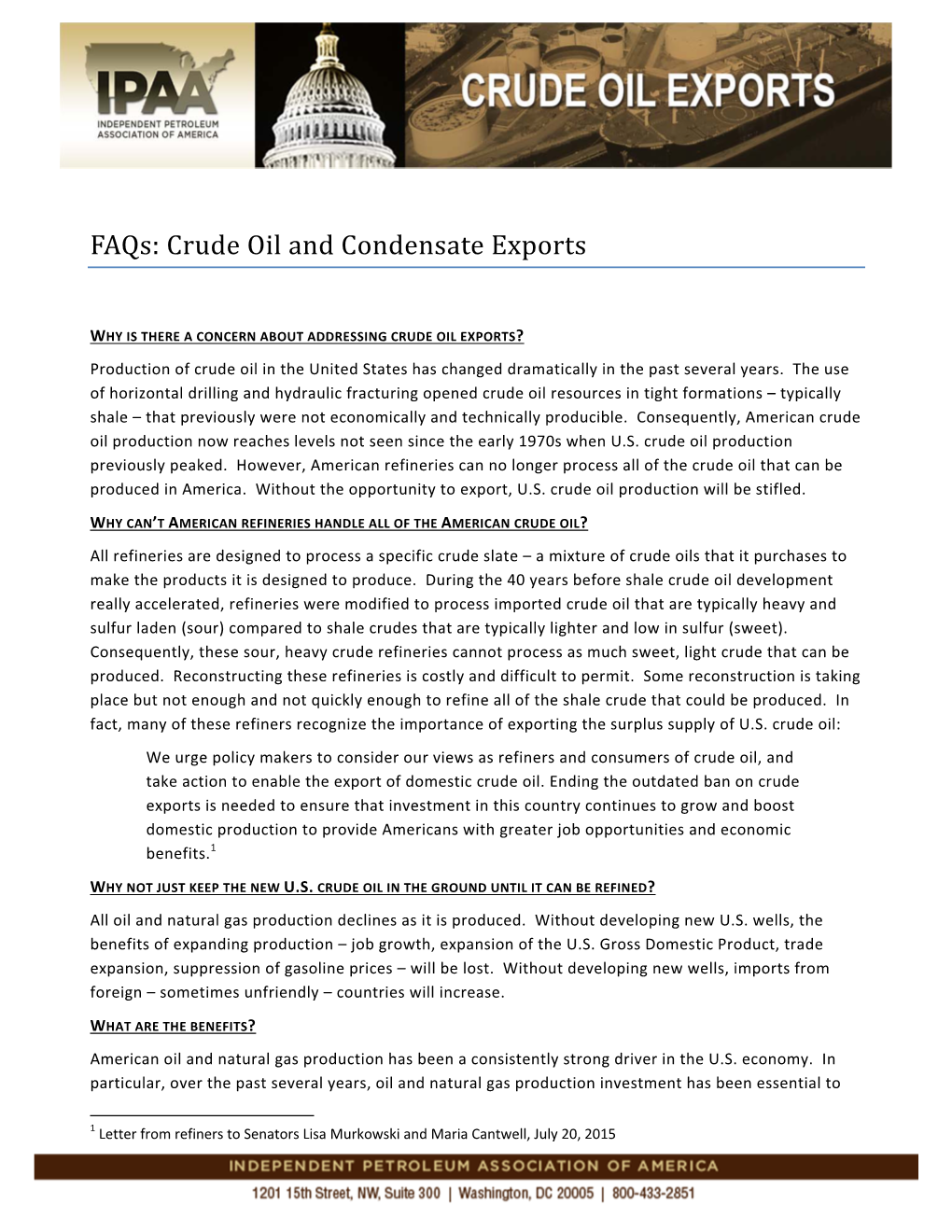 Faqs: Crude Oil and Condensate Exports