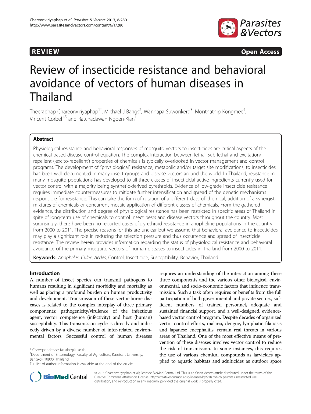 Review of Insecticide Resistance and Behavioral Avoidance of Vectors Of