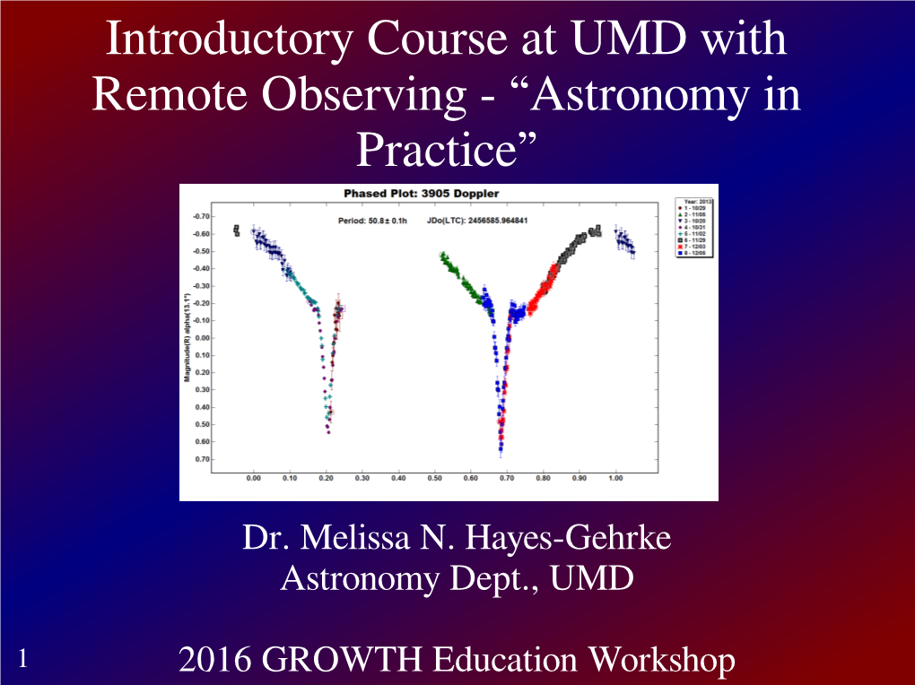 Introductory Astronomy Course at UMD With