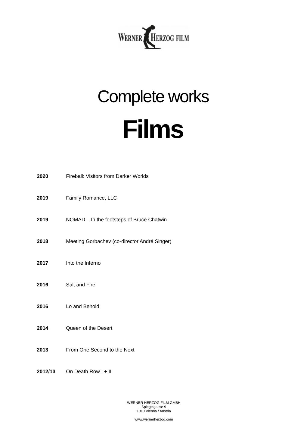 Complete Works Films