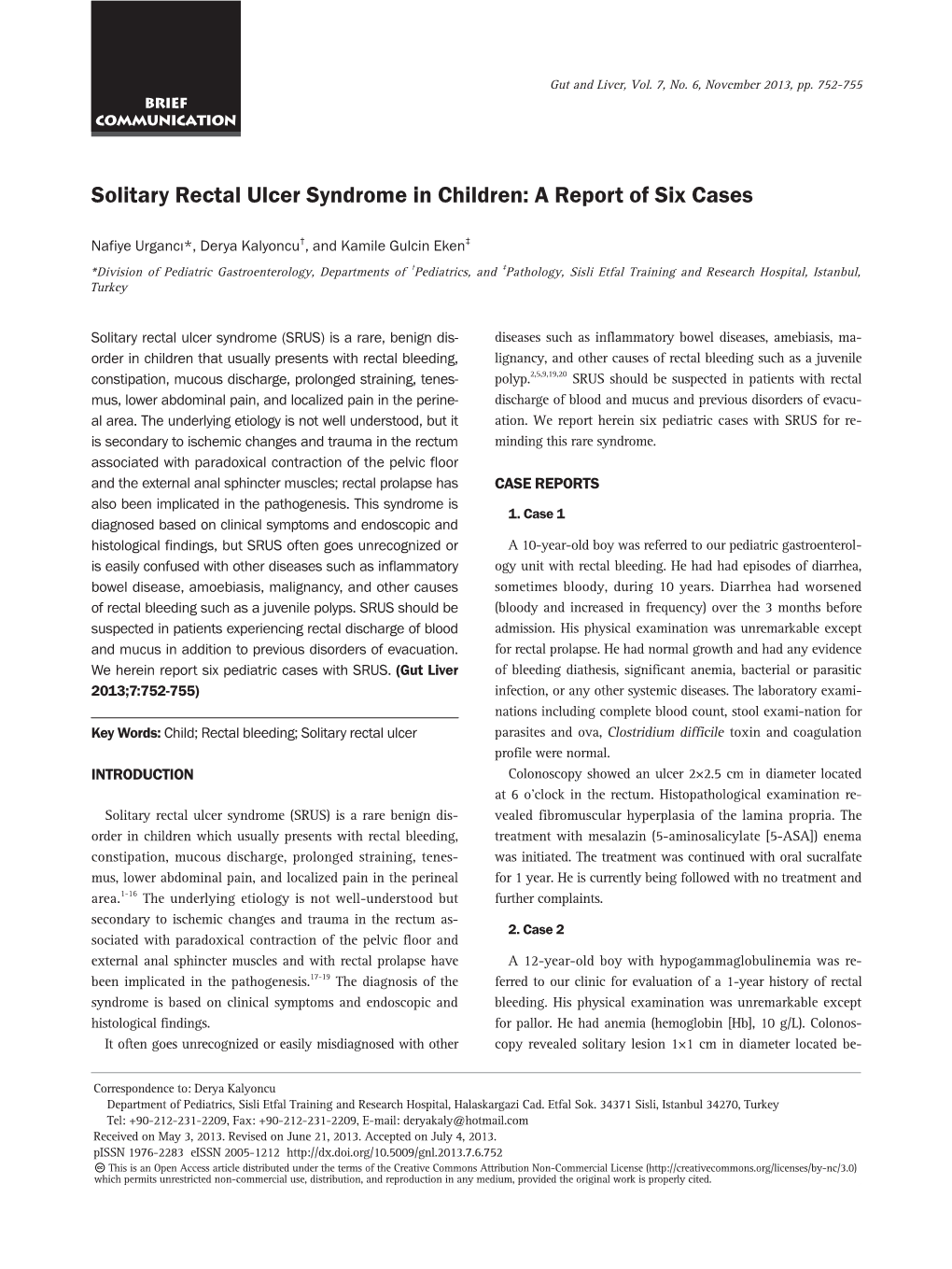 Solitary Rectal Ulcer Syndrome in Children: a Report of Six Cases