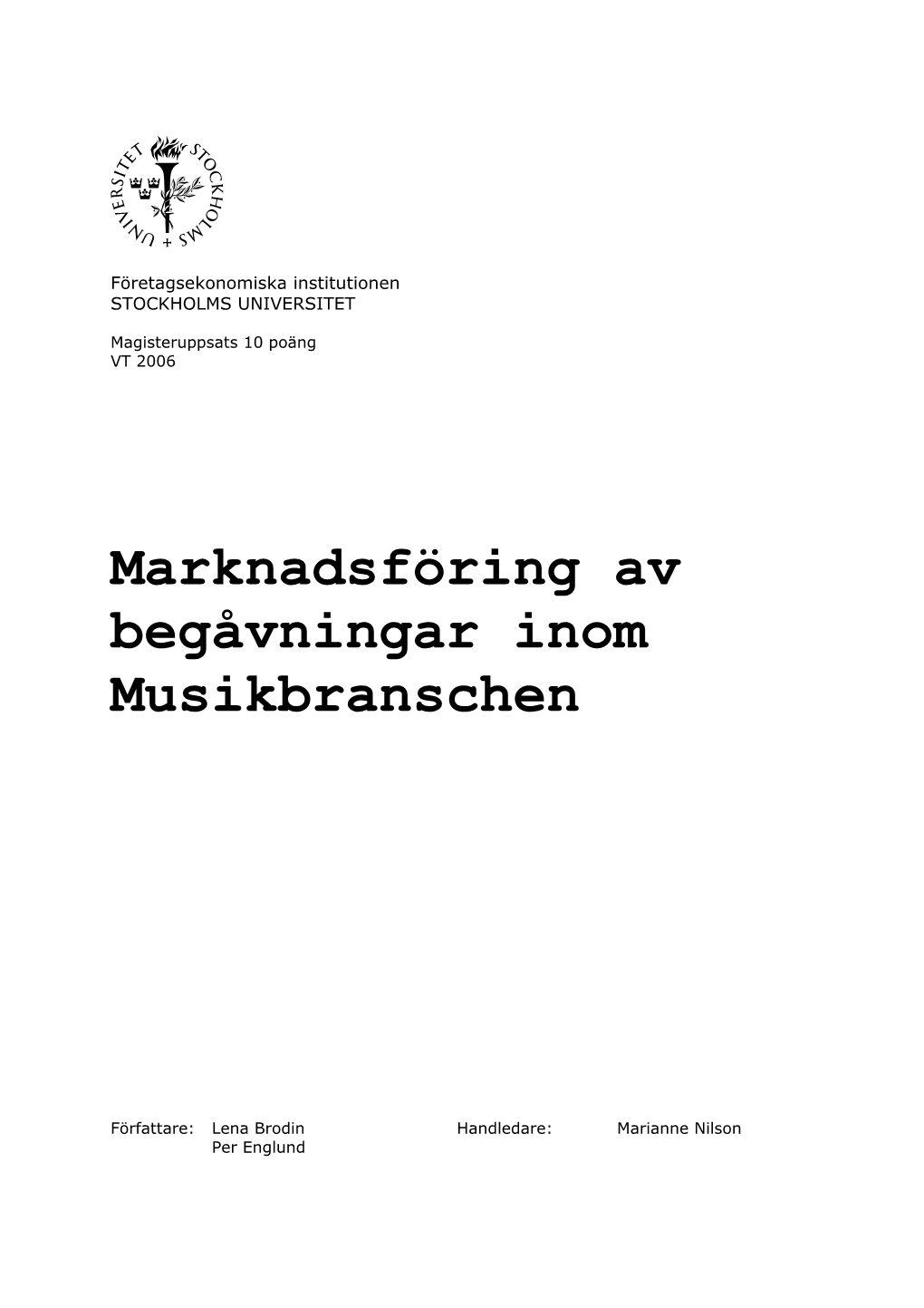 Marknadsföring Av Begåvningar Inom Musikbranschen