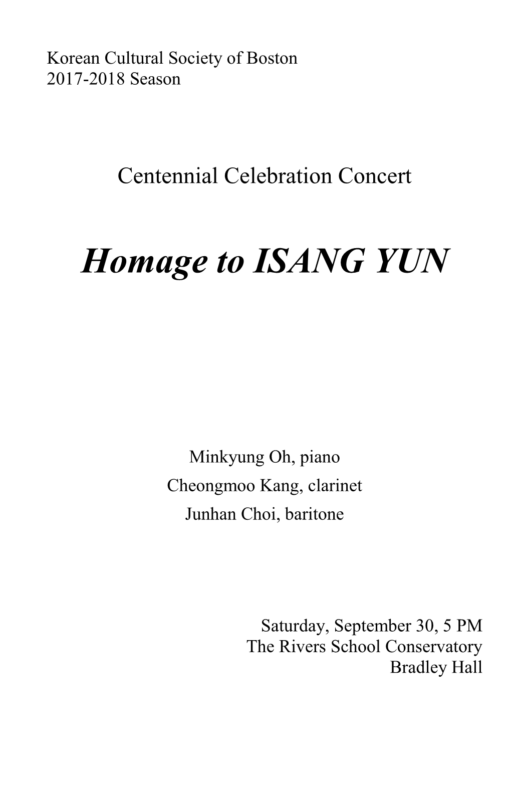 Homage to ISANG YUN