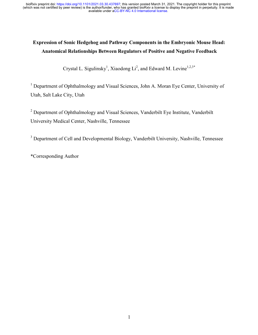 1 Expression of Sonic Hedgehog and Pathway Components In