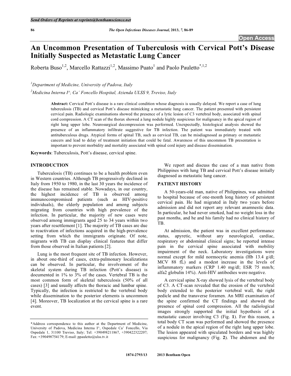 An Uncommon Presentation of Tuberculosis with Cervical Pott's