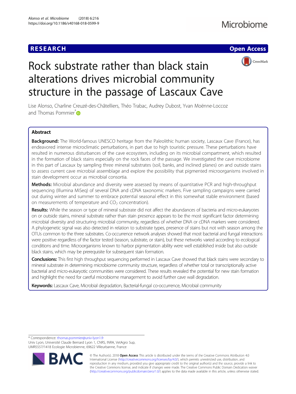 Rock Substrate Rather Than Black Stain Alterations Drives Microbial