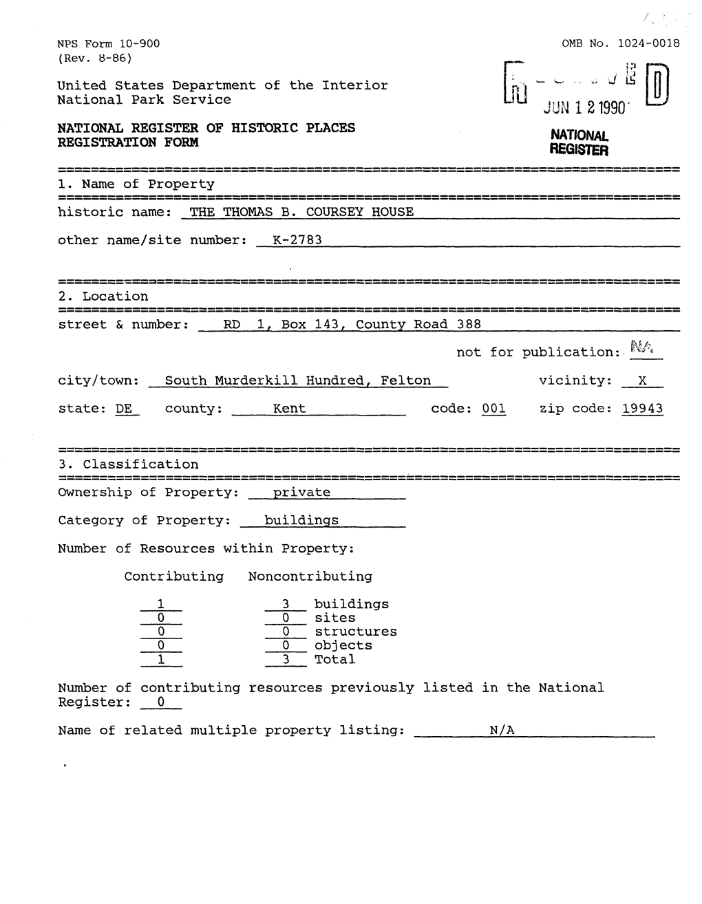 Jum12199q- National Register of Historic Places National Registration Form Register