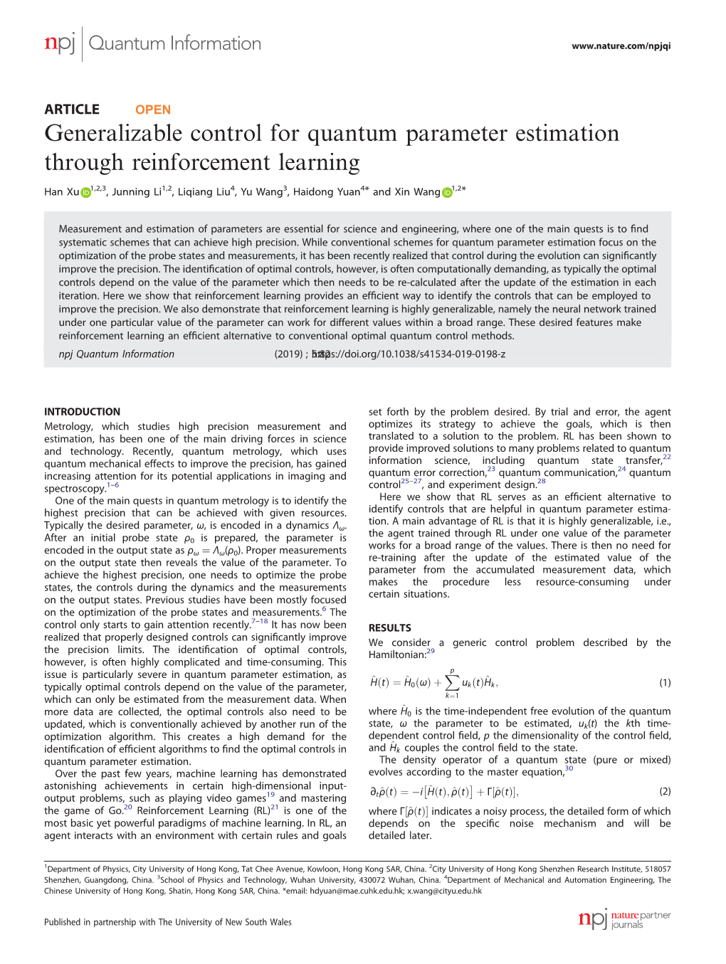 Generalizable Control for Quantum Parameter Estimation Through Reinforcement Learning