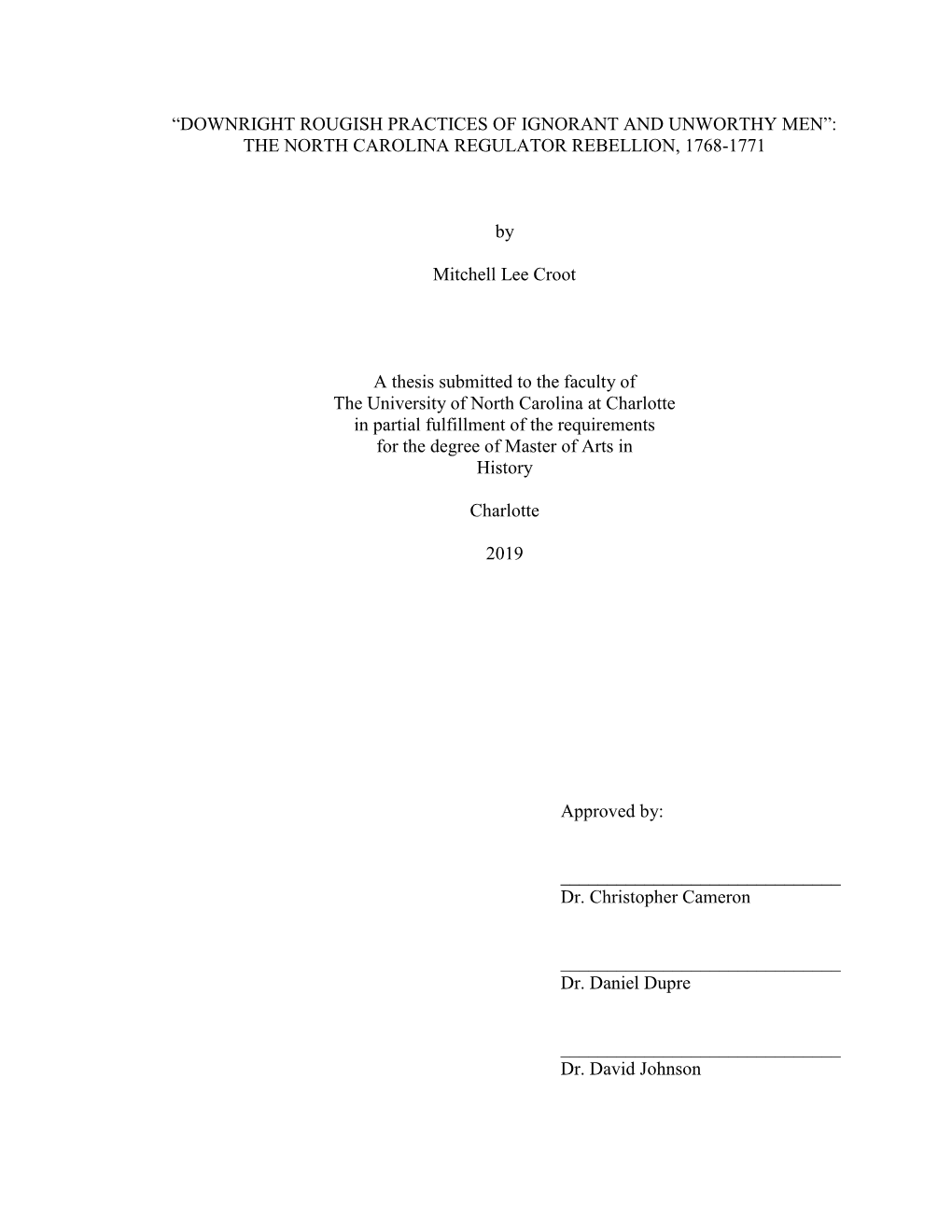 The North Carolina Regulator Rebellion, 1768-1771