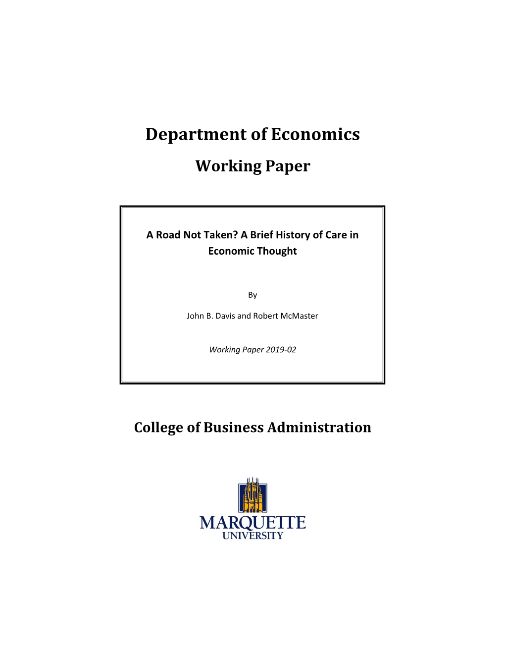 Department of Economics Working Paper