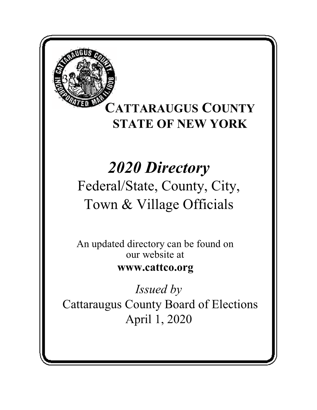 2020 Directory Federal/State, County, City, Town & Village Officials