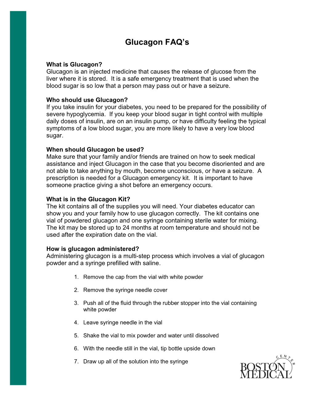 Glucagon FAQ's