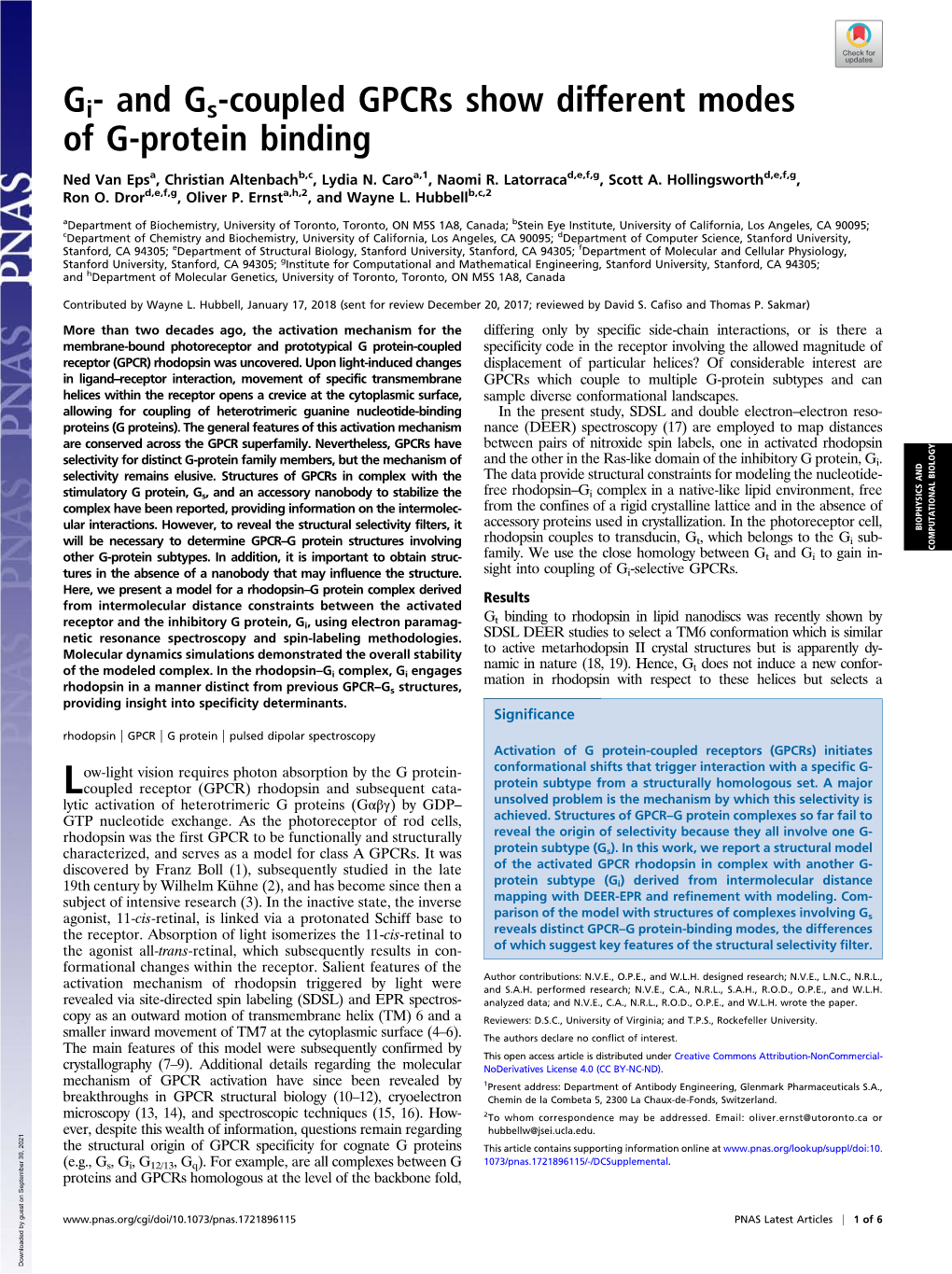 Gi- and Gs-Coupled Gpcrs Show Different Modes of G-Protein Binding