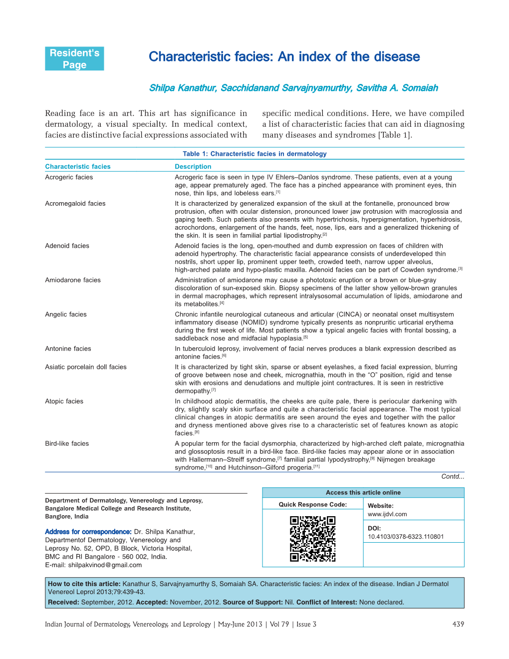 Characteristic Facies: an Index of the Disease Page