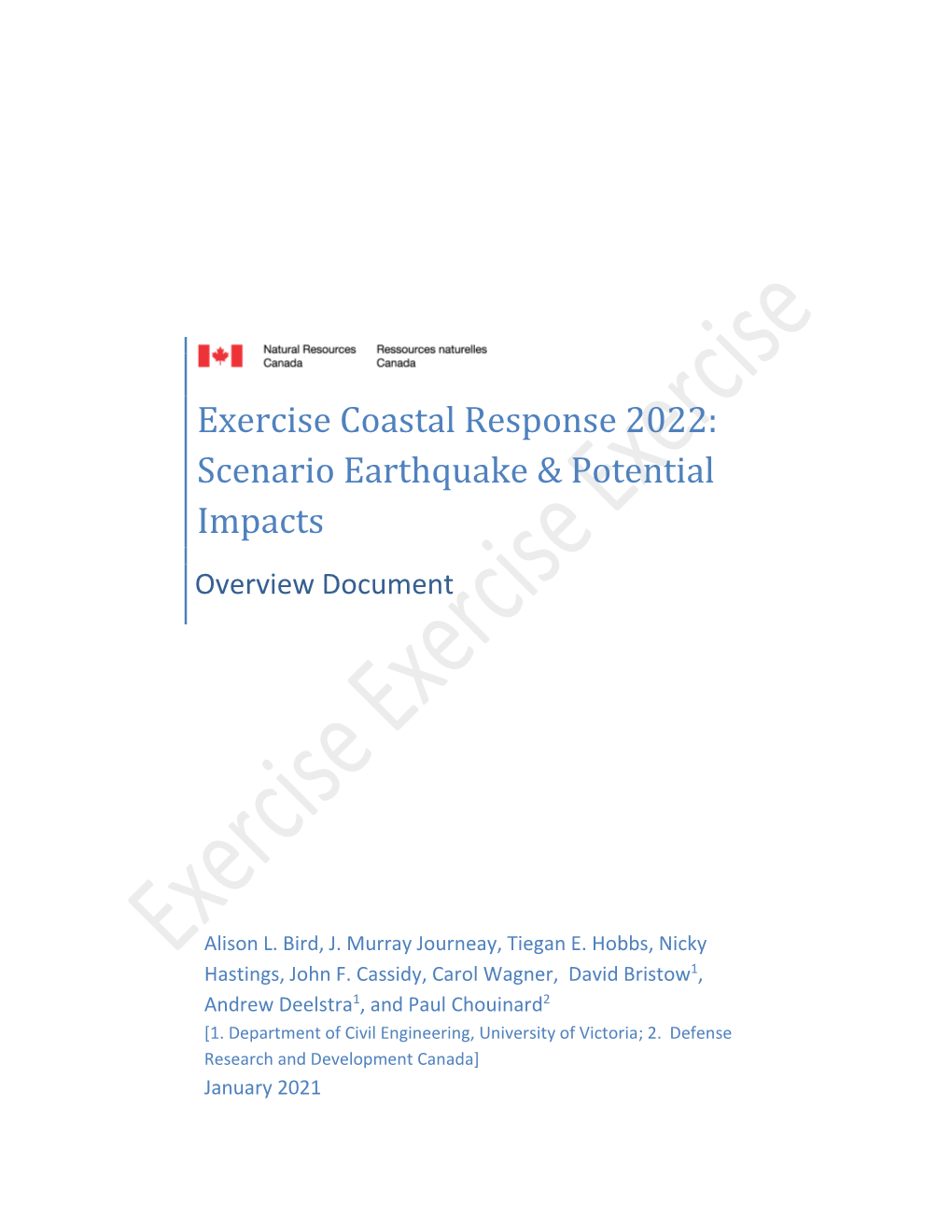 Exercise Coastal Response 2022: Scenario Earthquake & Potential