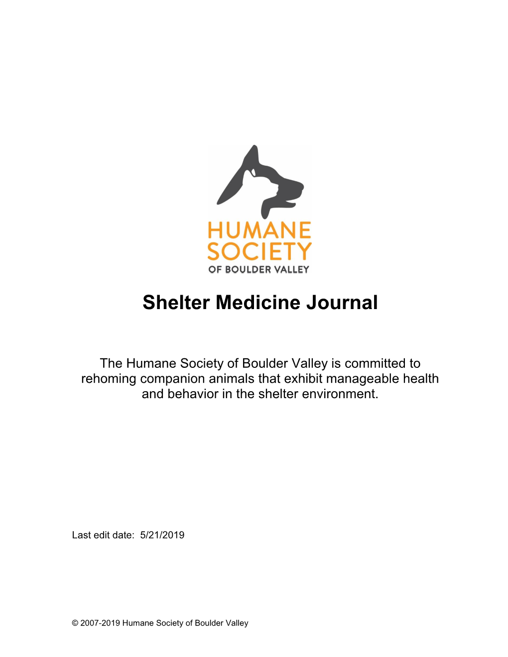 Shelter Medicine Journal