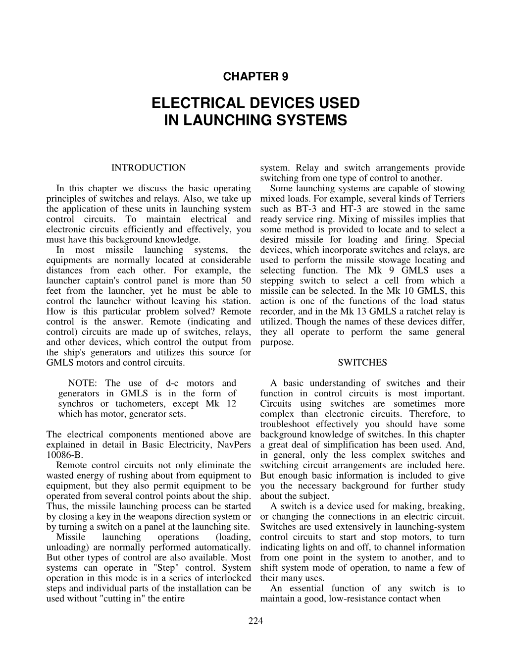 Electrical Devices Used in Launching Systems
