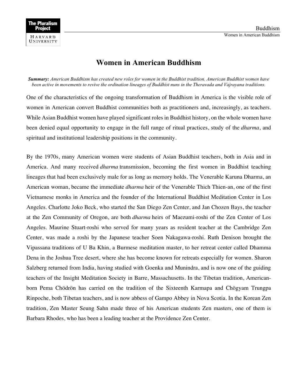 Women in American Buddhism