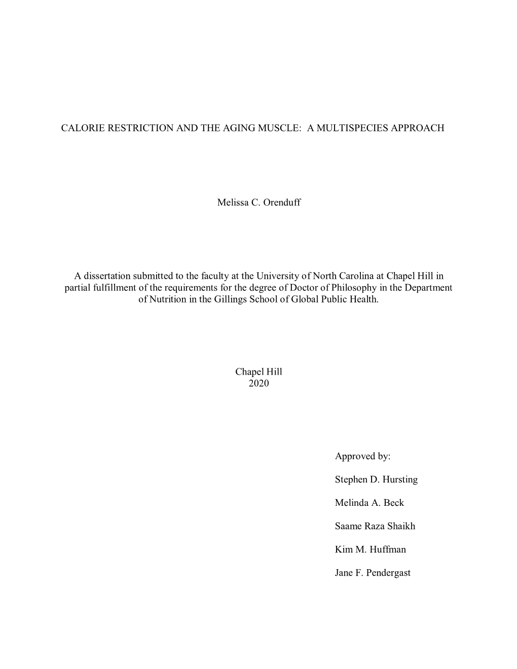 Calorie Restriction and the Aging Muscle: a Multispecies Approach