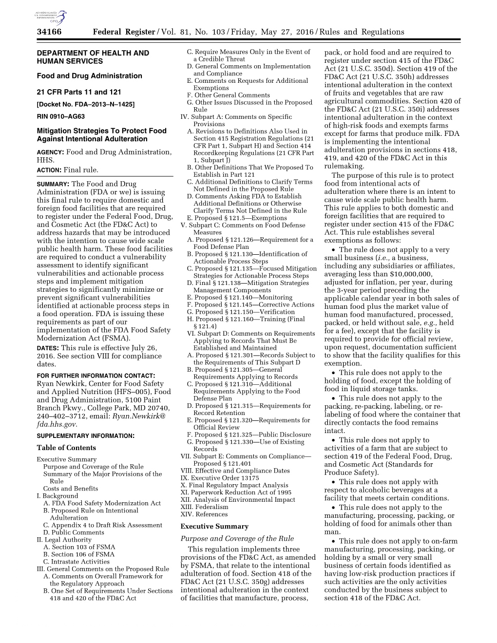 Federal Register/Vol. 81, No. 103/Friday, May 27, 2016/Rules