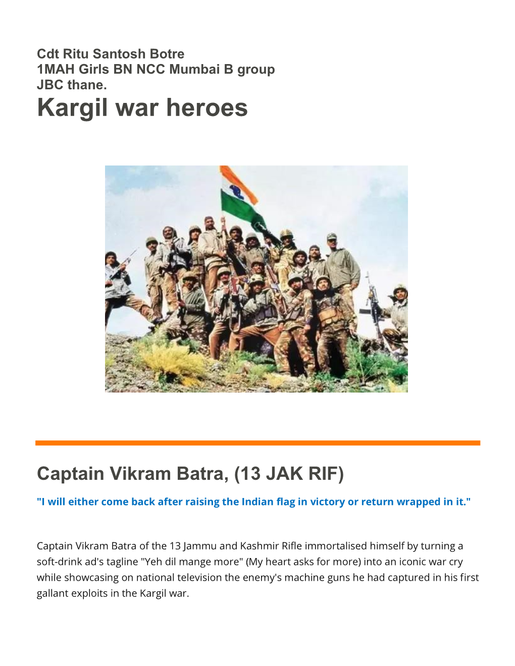 Kargil War Heroes