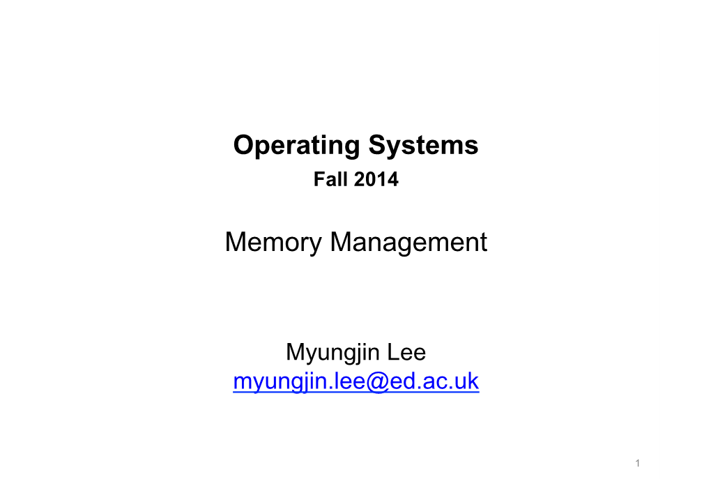 Operating Systems Memory Management