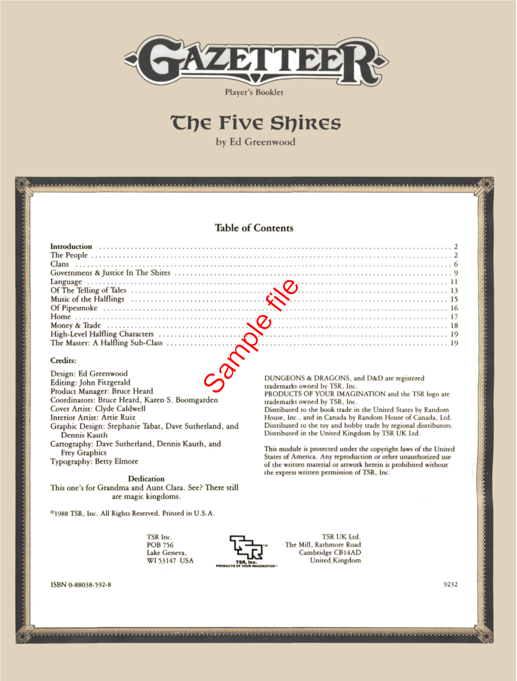 The Five Shires Are D&D® Game Players Will Need to Bring a Are Also Sensitive to the Needs of Other Almost Entirely (96 Percent) Halfling