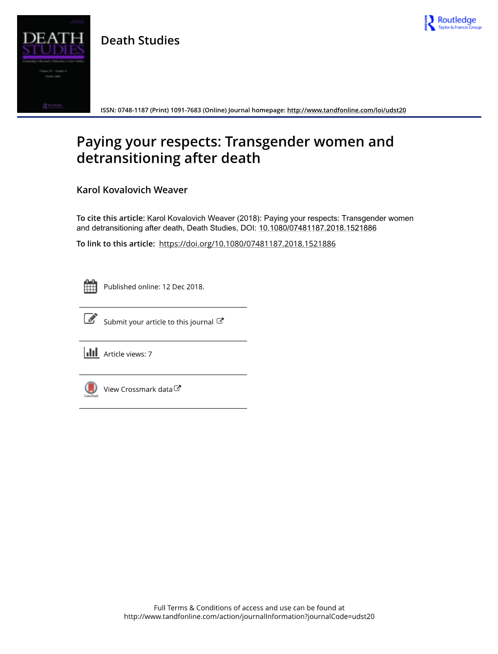 Transgender Women and Detransitioning After Death