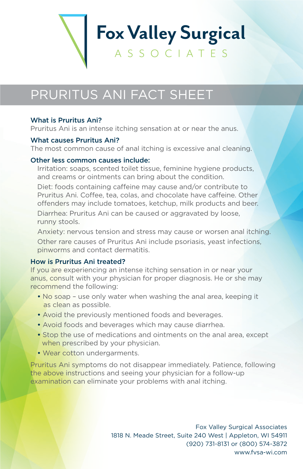 Pruritus Ani Fact Sheet