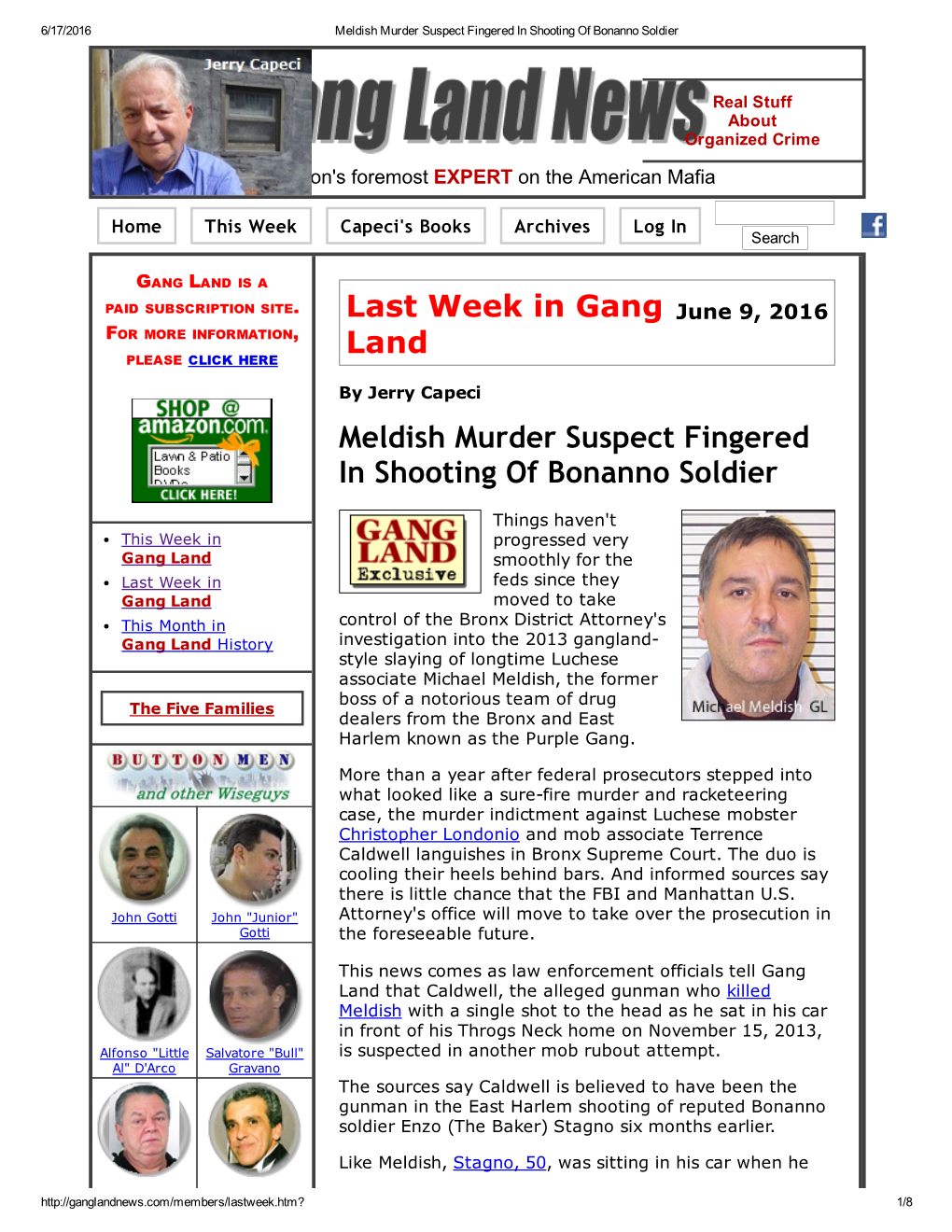 Last Week in Gang Land Meldish Murder Suspect Fingered In