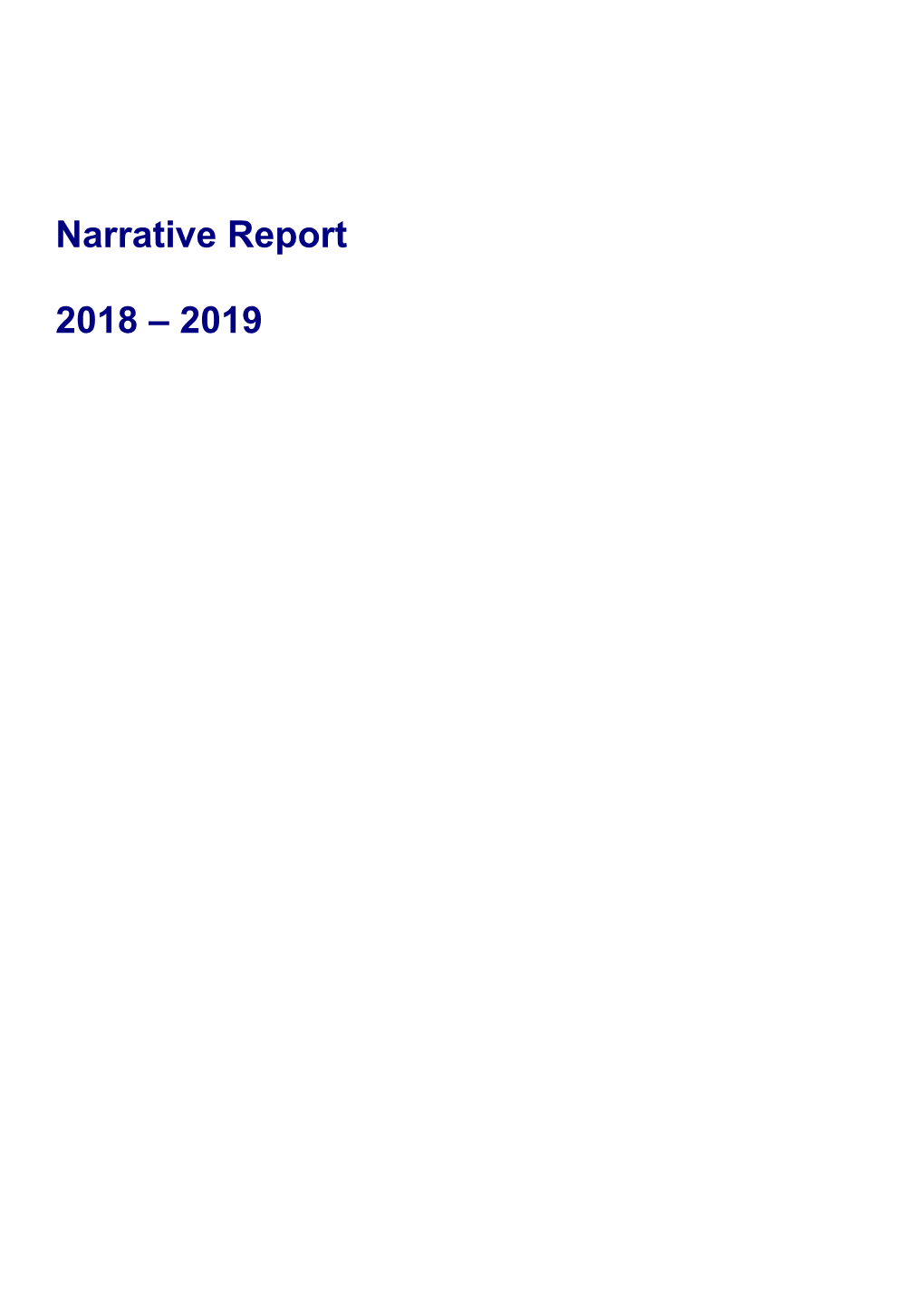 Narrative Report 2018 – 2019